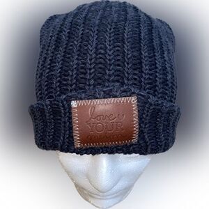 Love Your Melon Cuffed Knit Stocking Beanie Black/Dark Gray